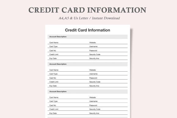 Download Credit Card Information,Finance Planner - Information Collection