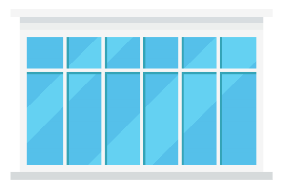 Download Wide Facade Window. Clean Glass in White - Clean Collection